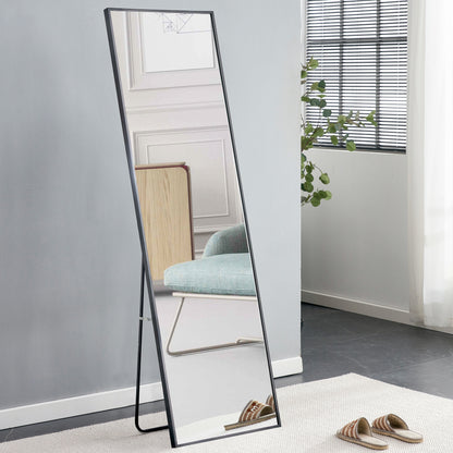 Aluminum alloy metal frame wall mounted full-length mirror black 65 * 23“