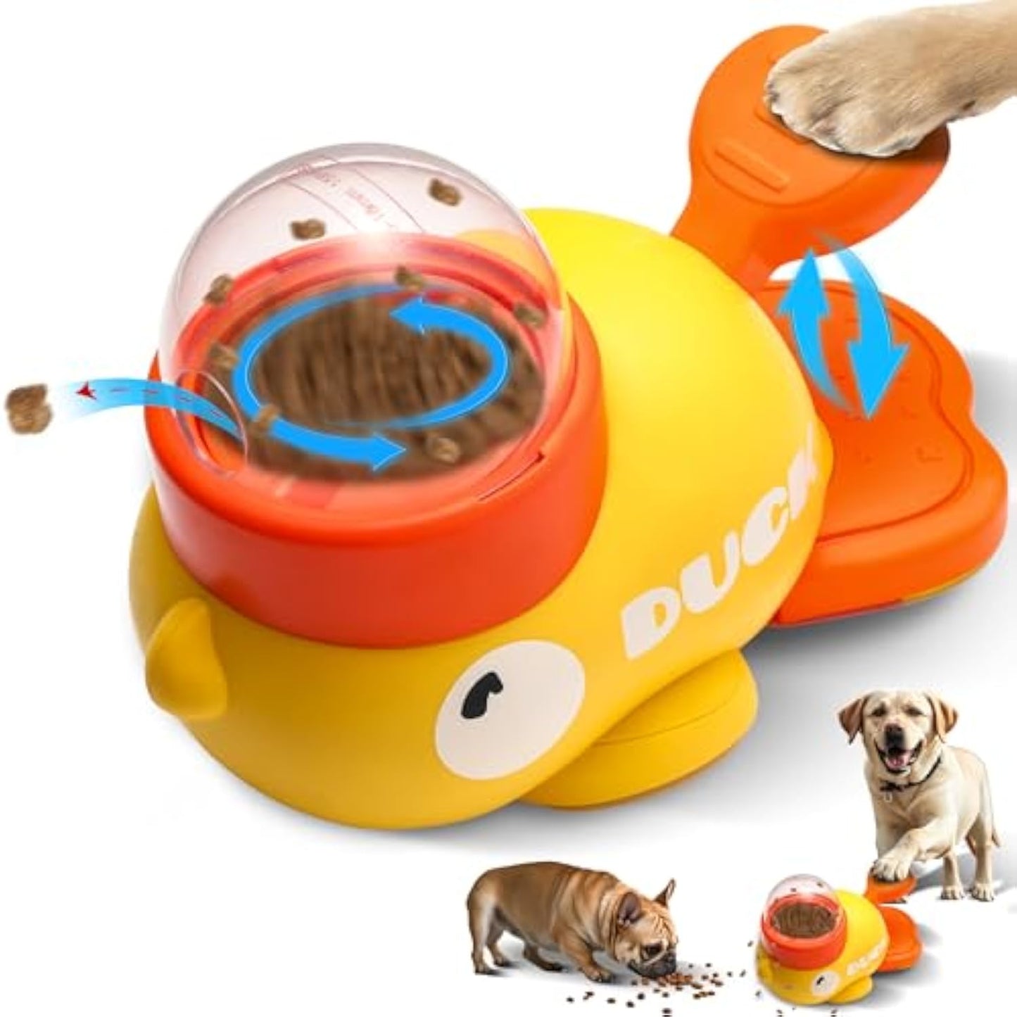 Dog Interactive Treat Dispenser Toy, Food Puzzle Slow Feeder, 2-in-1 Durable Cute Duck Shaped Design for Small Medium Dogs and Cats, Interactive IQ Training Reduces Bloating