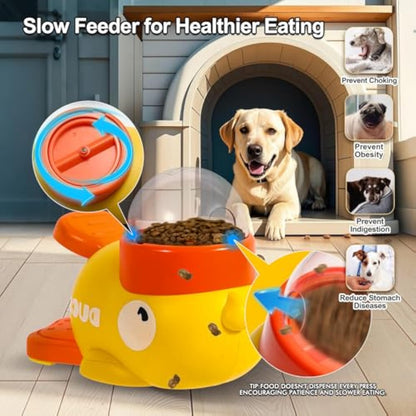 Dog Interactive Treat Dispenser Toy, Food Puzzle Slow Feeder, 2-in-1 Durable Cute Duck Shaped Design for Small Medium Dogs and Cats, Interactive IQ Training Reduces Bloating