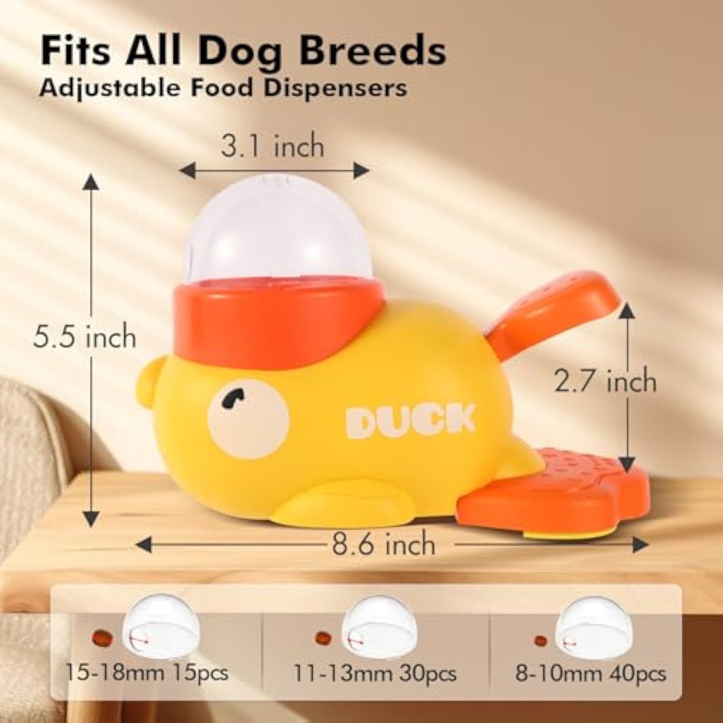 Dog Interactive Treat Dispenser Toy, Food Puzzle Slow Feeder, 2-in-1 Durable Cute Duck Shaped Design for Small Medium Dogs and Cats, Interactive IQ Training Reduces Bloating